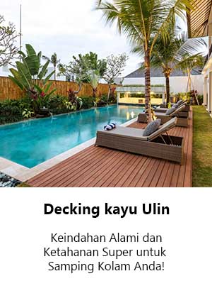 decking kayu ulin samping kolam